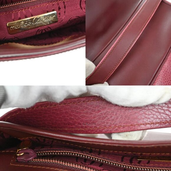 MUST DE CARTIER 2C Logo Clutch Hand Bag Leather Red GHW Spain 60KB362 - Picture 16 of 16